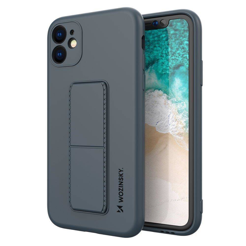 Wozinsky Kickstand Case elastyczne silikonowe etui z podstawką Samsung Galaxy A22 4G niebieski