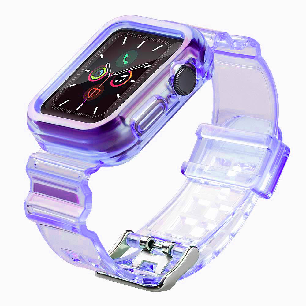 Strap Light Set silikonowa opaska pasek bransoleta bransoletka etui do zegarka Watch 6 44mm / Watch 5 44mm / Watch 4 44mm / Watch SE 44mm fioletowy