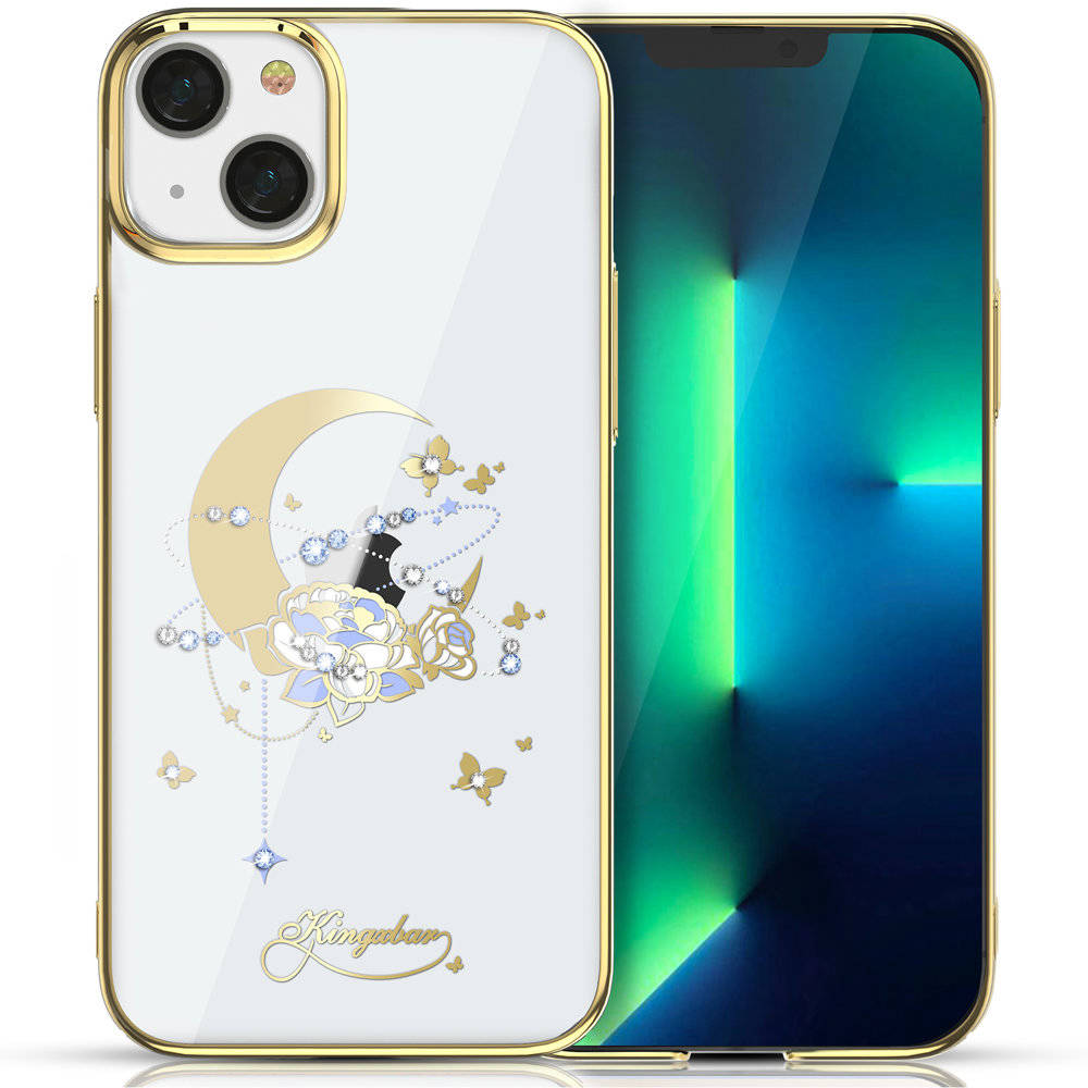 Kingxbar Moon Series luksusowe etui z Kryształami Swarovskiego na iPhone 13 złoty (Flower)