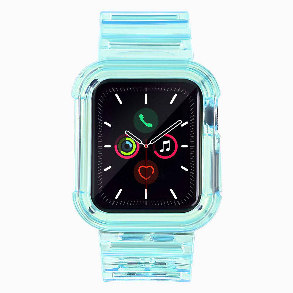 Strap Light Set silikonowa opaska pasek bransoleta bransoletka etui do zegarka Watch 6 40mm / Watch 5 40mm / Watch 4 40mm / Watch SE 40mm niebieski
