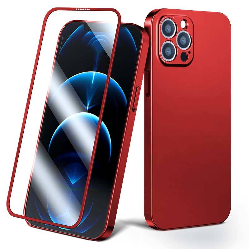 Joyroom 360 Full Case etui pokrowiec do iPhone 13 obudowa na tył i przód + szkło hartowane czerwony (JR-BP927 red)