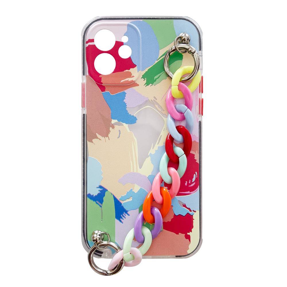 Color Chain Case żelowe elastyczne etui z łańcuchem łańcuszkiem zawieszką do iPhone 8 Plus / iPhone 7 Plus wielokolorowy