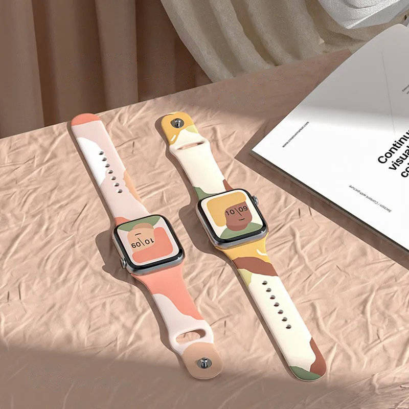 Strap Moro opaska do Apple Watch 7 / 6 / SE / 5 / 4 / 3 / 2 (41mm / 40mm / 38mm) silikonowy pasek bransoletka do zegarka wzór 1