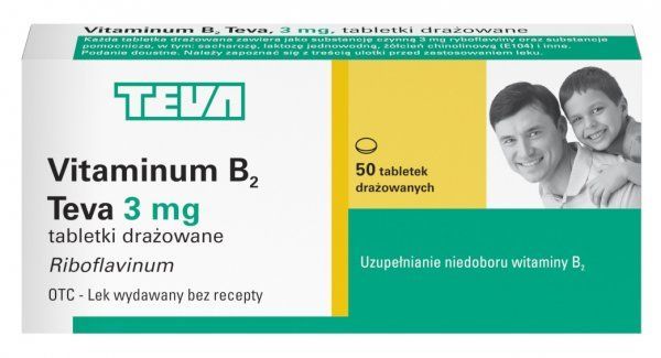 Фото - Вітаміни й мінерали Vitaminum Teva B2 3 mg tabletki drażowane 50 sztuk