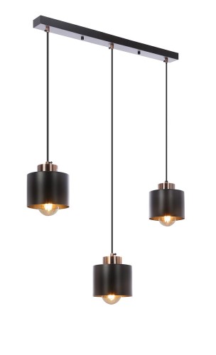 Candellux Olena lampa wisząca 3-punktowa czarna/miedź 33-79022