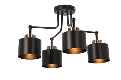 Candellux Olena lampa sufitowa 4-punktowa czarna/miedź 34-78148