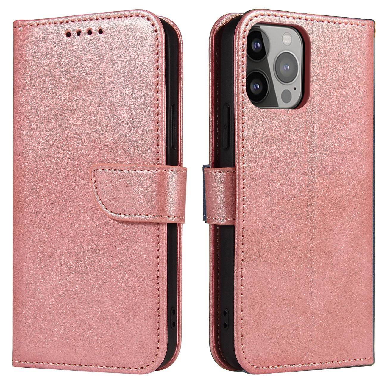 Magnet Case elegancki futerał etui pokrowiec z klapką i funkcją podstawki Xiaomi Redmi K40 Pro+ / K40 Pro / K40 / Poco F3 / Mi 11i różowy