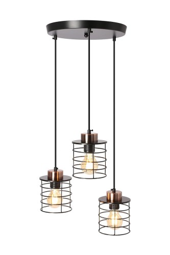 Candellux Glob lampa wisząca 3-punktowa czarna/miedź 33-00408