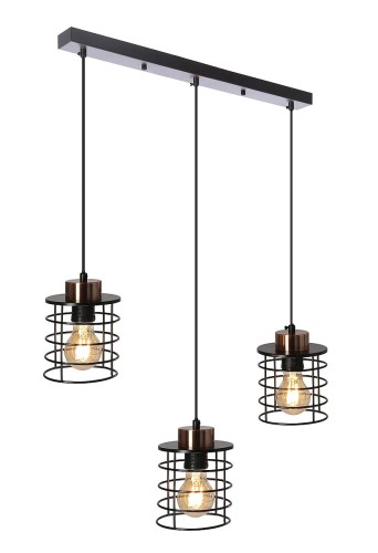 Candellux Glob lampa wisząca 3-punktowa czarna/miedź 33-00378