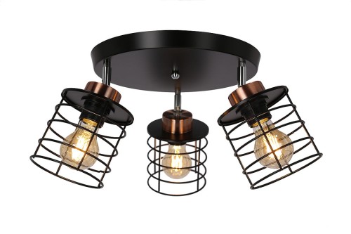 Candellux Glob lampa sufitowa 3-punktowa czarna/miedź 98-00392