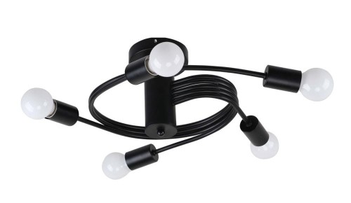 Candellux Loftowy plafon FILETTA 35-00835 5-punktowy metalowy czarny do przedpokoju 35-00835