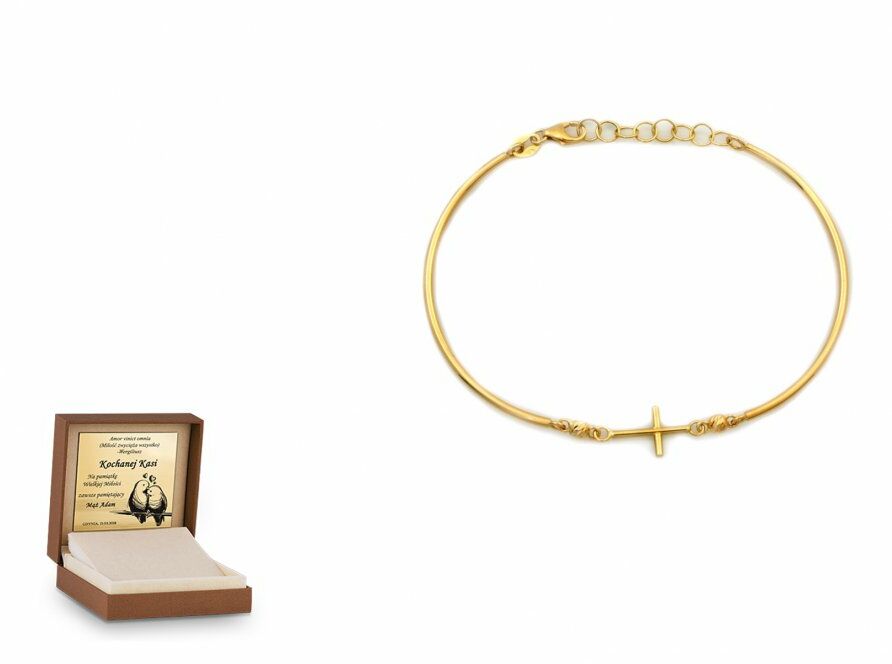 Ciesielscy Złota bransoletka 585 koło bangle krzyżyk prezent CS-BR_6469_-16.0-585