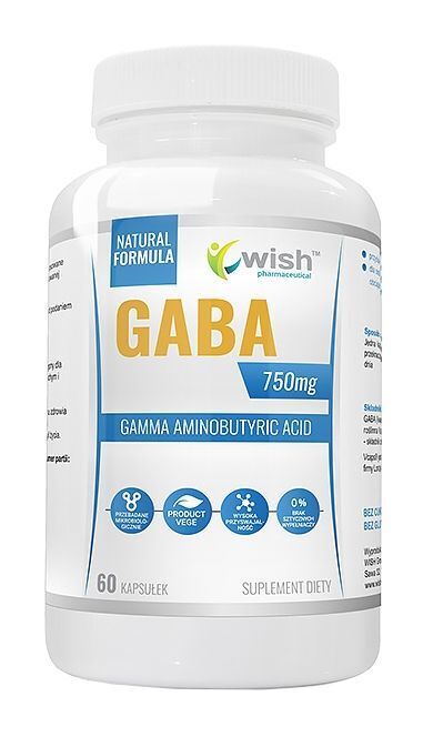 Wish GABA Kwas Gamma-Aminomasłowy 750 mg, 60 kapsułek