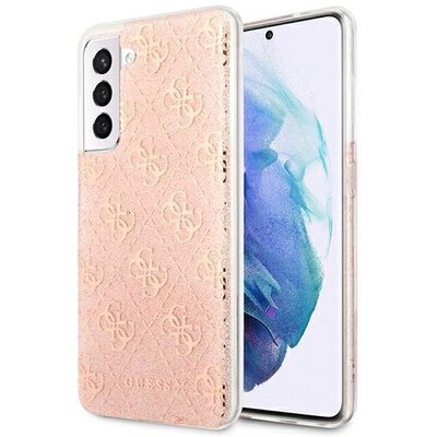 Guess GUHCS21FEPCU4GLPI G990 S21 FE różowy/pink hard case 4G Glitter GUE001681-0