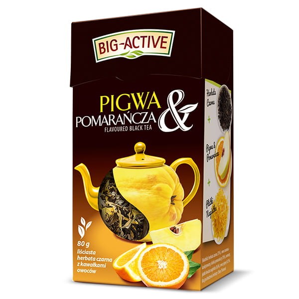 Big-Active Big-Active Pigwa & Pomarańcza Liściasta herbata czarna z kawałkami owoców 80 g