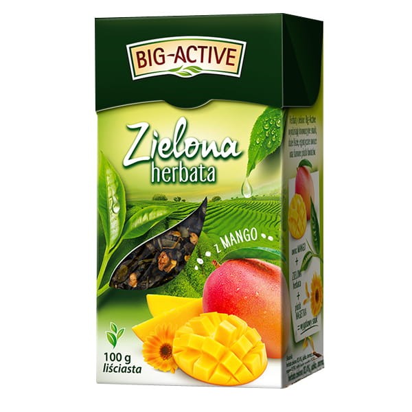 Big-Active Big-Active Zielona herbata z opuncją i mango 34 g (20 torebek)
