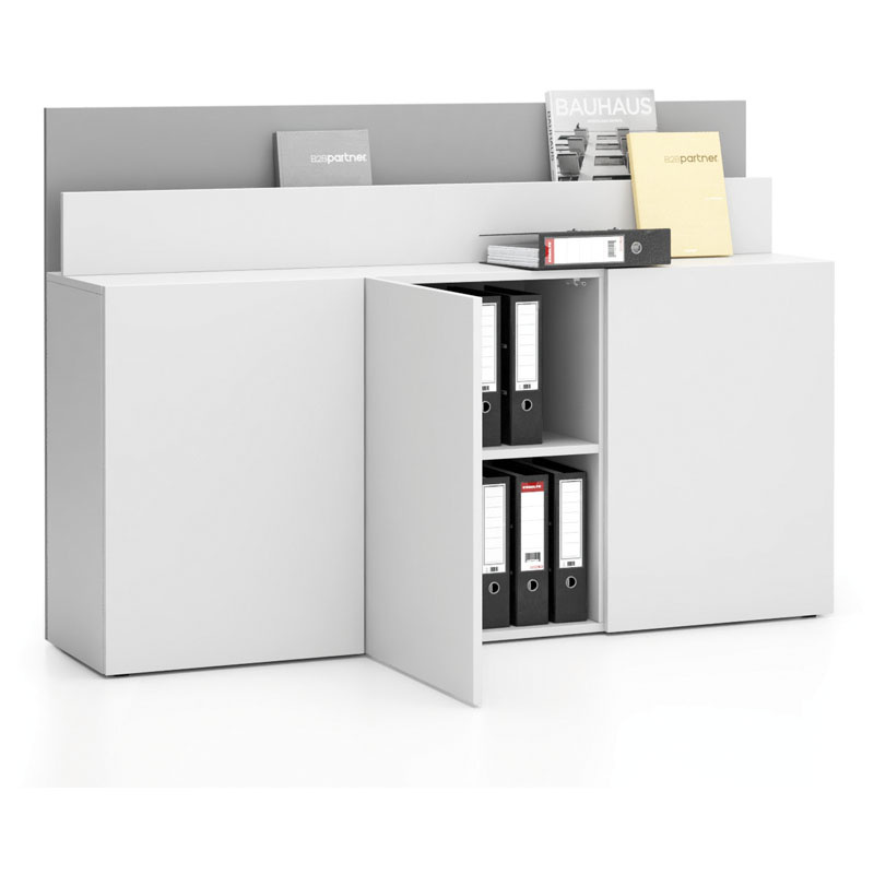 B2B Partner Dodatkowa szafka do biurka LAYERS, długa, biała/szara 611540