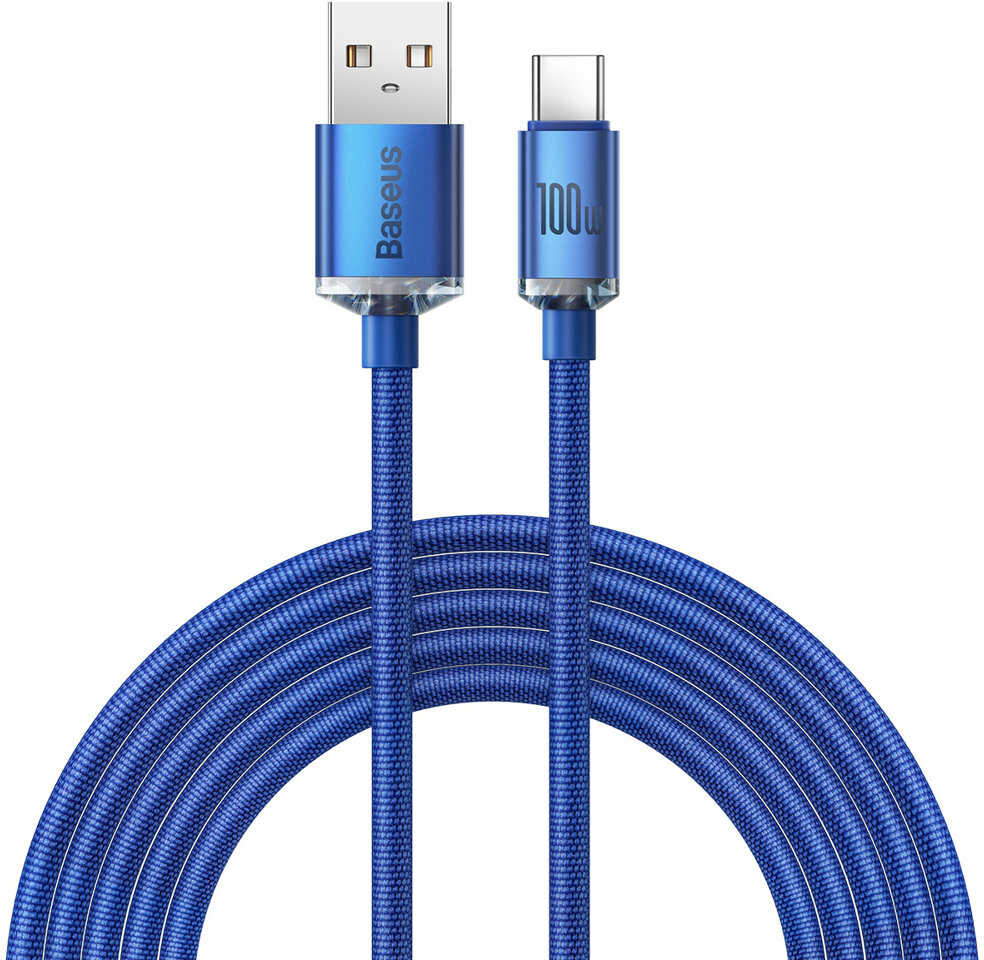 Baseus Crystal Shine Series kabel przewód USB do szybkiego ładowania i transferu danych USB Typ A - USB Typ C 100W 2m niebieski (CAJY000503) CAJY000503