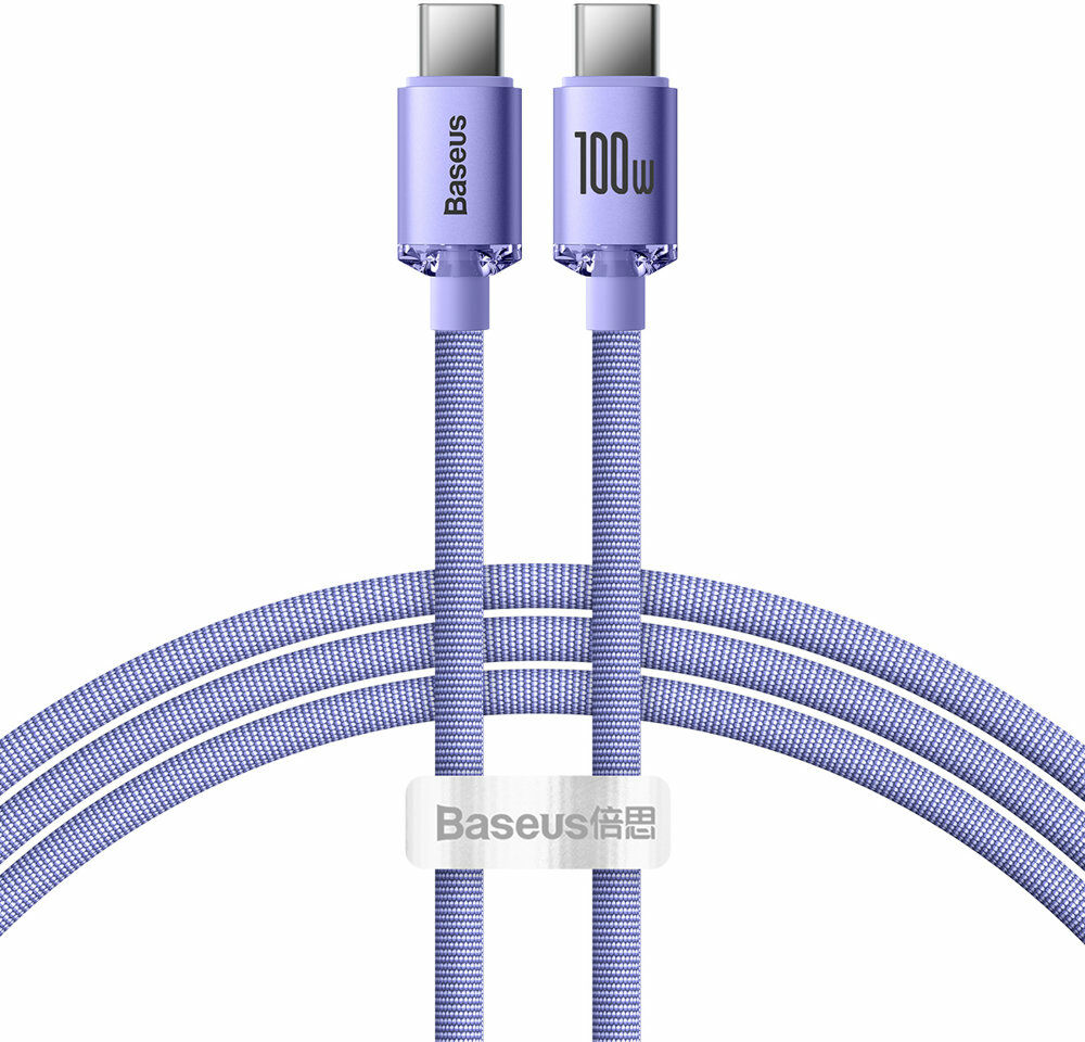 Baseus Crystal Shine Series kabel przewód USB do szybkiego ładowania i transferu danych USB Typ C - USB Typ C 100W 1,2m fioletowy (CAJY000605) CAJY000701