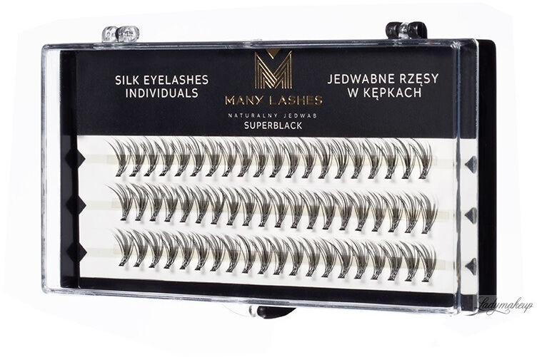 Many Beauty Many Beauty - Many Lashes - Super Black Silk Eyelashes Individual - Jedwabne rzęsy w kępkach - C-13mm