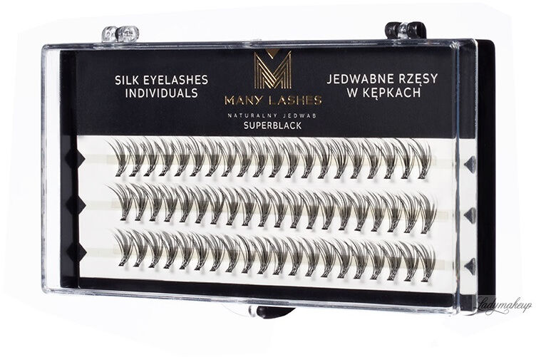 Many Beauty Many Beauty - Many Lashes - Super Black Silk Eyelashes Individual - Jedwabne rzęsy w kępkach - C-14mm