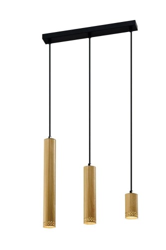 Candellux Lampa wisząca czarna/drewniana oprawa 3x25W Tubo 33-79114 33-79114