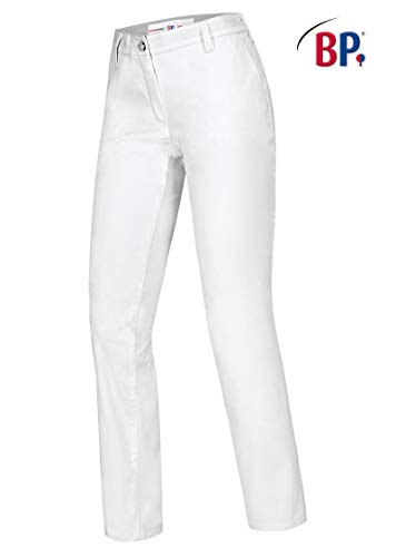 BP 1734-130-0021-38l chinosy damskie, z kieszeniami, 205,00 g/m² czysta bawełna, białe, 38 l