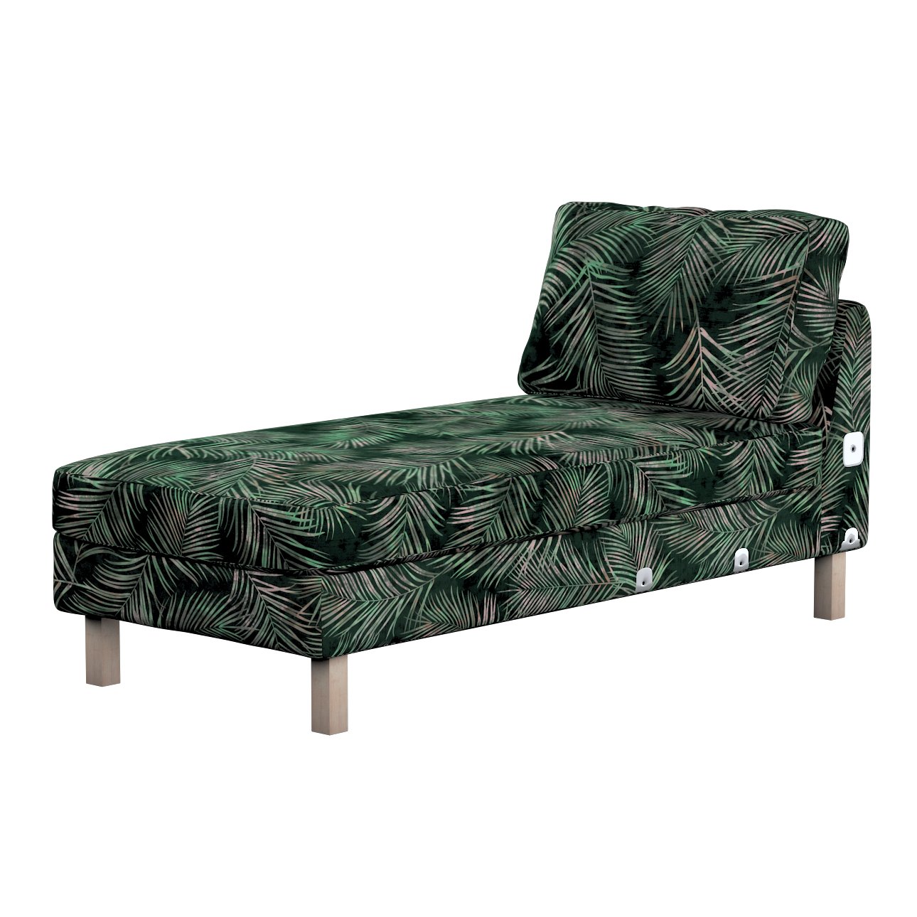 Dekoria pl pl Pokrowiec na szezlong Karlstad dostawka krótki zielony w liście 80 x 160 x 80 cm Velvet 733-704-21
