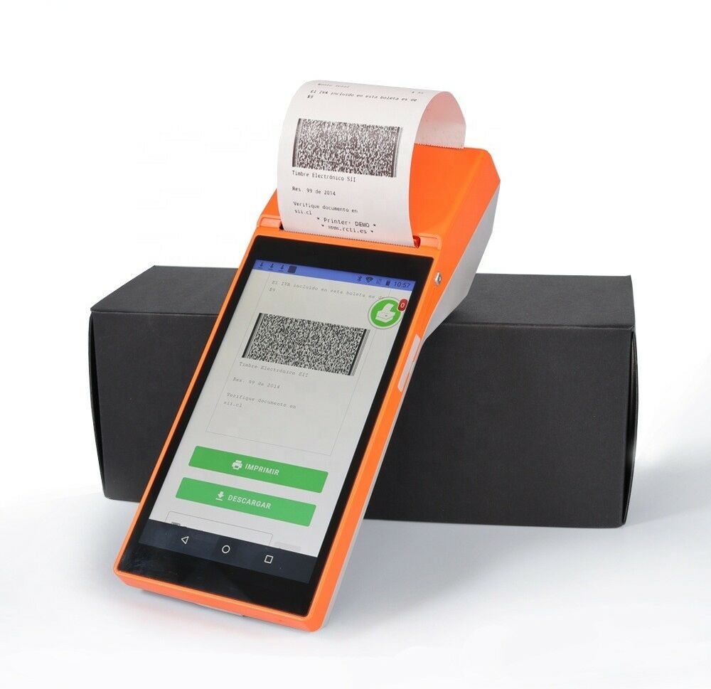 Bezprzewowody Bluetooth POS z wbudowaną drukarką termiczną ekran dotykowy 5.5 NFC Android 8.1 1GB/8GB