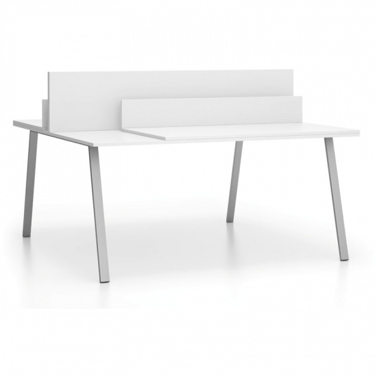 B2B Partner Stół biurowy DOUBLE LAYERS, przesuwny blat, z przegrodami, biały 611560