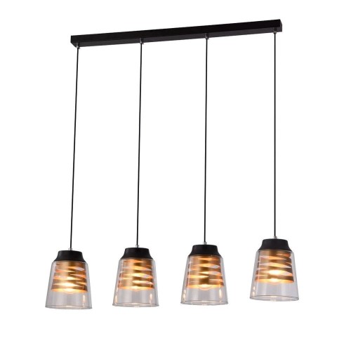 Candellux Lampa wisząca czarno-złota szklany klosz 4x60W E27 Fresno 34-78124 34-78124
