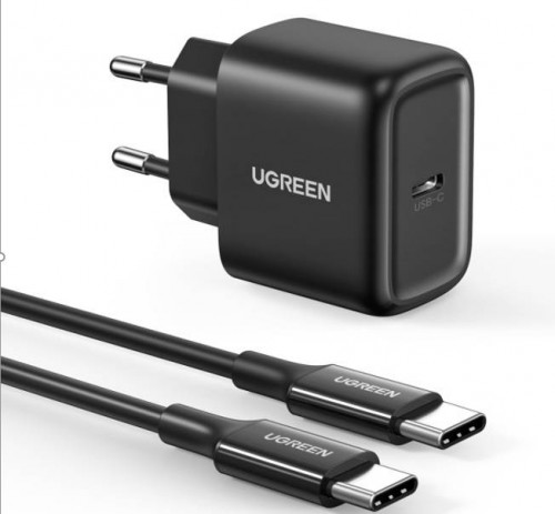 UGREEN Ładowarka sieciowa CD250, 25W, USB-C (czarna) + kabel USB-C do USB-C, 2m (czarny)