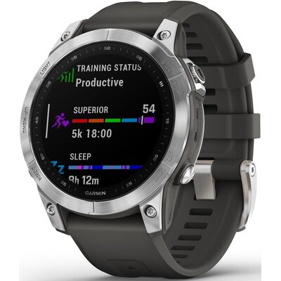 Garmin Garmin Fenix 7 srebrny z grafitowym paskiem