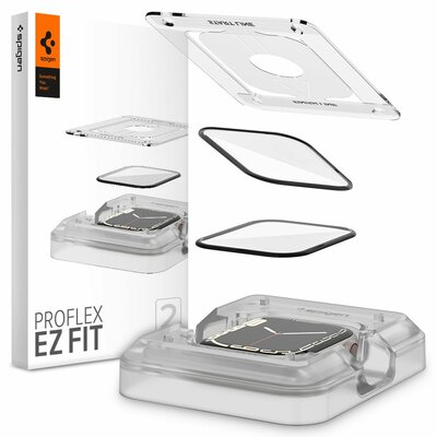 Spigen Szkło hybrydowe ProFlex Ez Fit do Apple Watch 7 41mm 2 szt + ramka instalacyjna