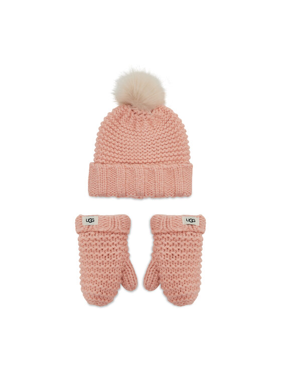 UGG Zestaw Czapka i Rękawiczki K Infant Knit Set 20124 Różowy