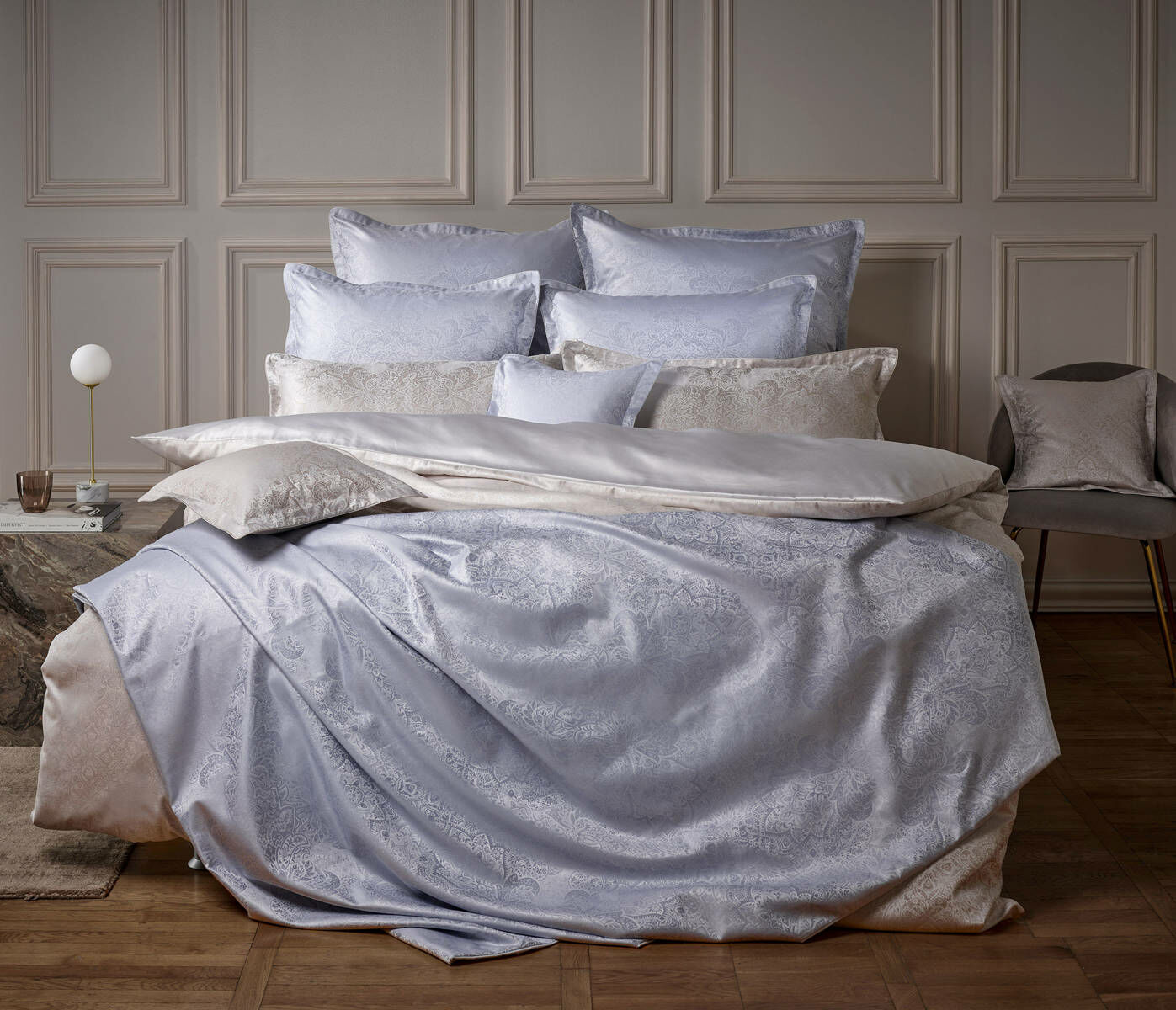 Curt Bauer Komplet pościeli adamaszkowej Shirley Niebieski