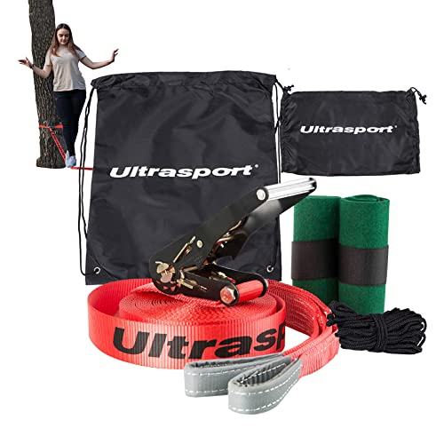 Ultrasport Zestaw Do Slacklineu, 15 M, Dołączona Osłonka Na Drzewo I Linka Pomocnicza (331300000135)