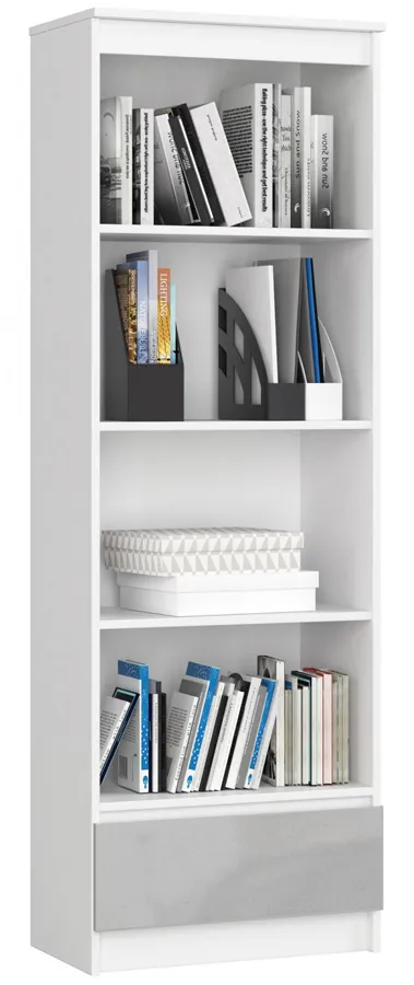 Regał do pokoju biały dziecięcego + metalik G8-M21