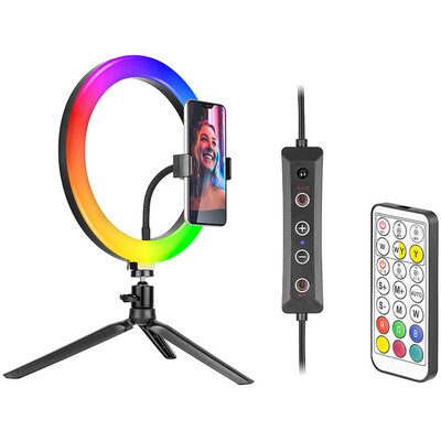 TRACER Lampa pierścieniowa TRACER RGB RING 26cm ze statywem