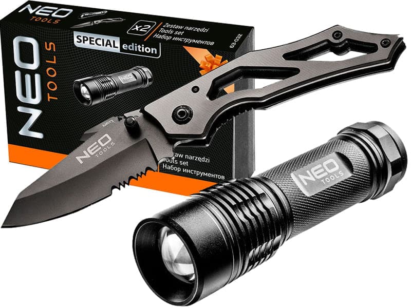 Zestaw nóż składany i latarka Neo Tools Set 2 63-032
