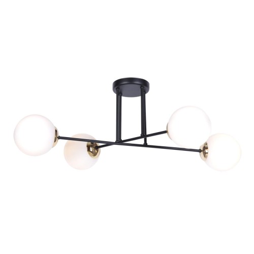Kaja Oświetlenie Czarna lampa sufitowa z białymi kloszami K-4914 ISLA 4pł. K-4914