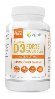 Фото - Вітаміни й мінерали Wish Witamina D3 Forte 2000 IU, 120 tabletek 