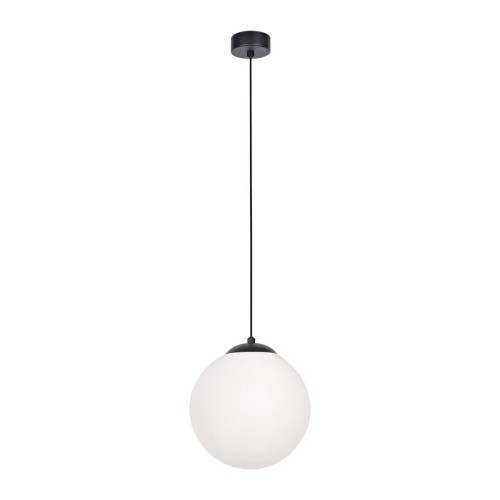 Kaja ALFRED OLSZEWSKI Czarna lampa wisząca z dużym mlecznym kloszem 30 cm K-4922 z serii SAVOY