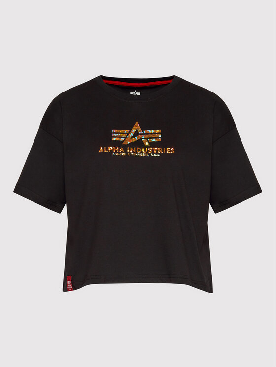 Alpha Industries T-Shirt Basic Print 116050HP Czarny Oversize
