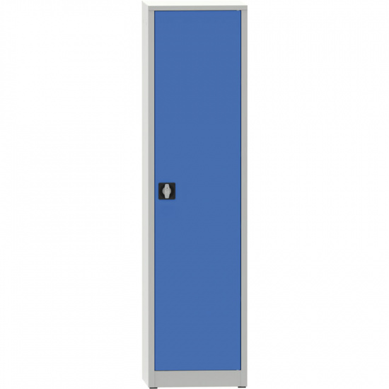 Warsztatowa szafa półkowa na narzędzia KOVONA, 4 półki, spawana, 508 x 500 x 1950 mm, szara / niebieska