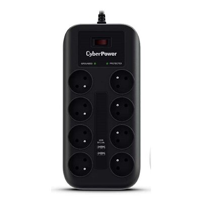CyberPower Professional 8 gniazd 2x USB 1.8m czarna