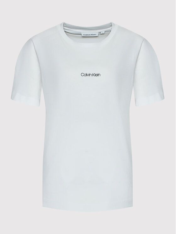 Calvin Klein Curve T-Shirt Inclusive Micro Logo K20K203712 Biały Regular Fit