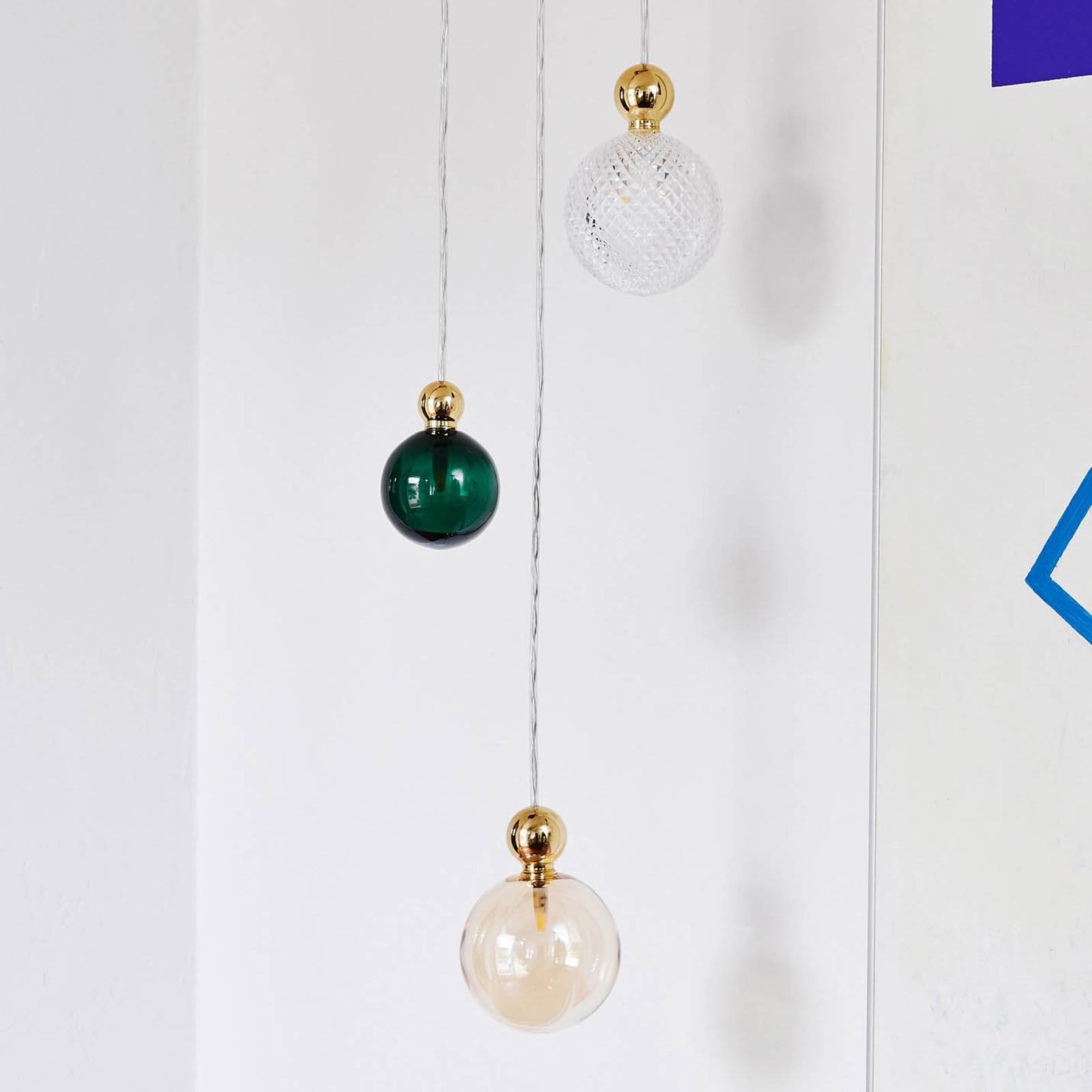 EBB & FLOW Uva M lampa wisząca złota zielona