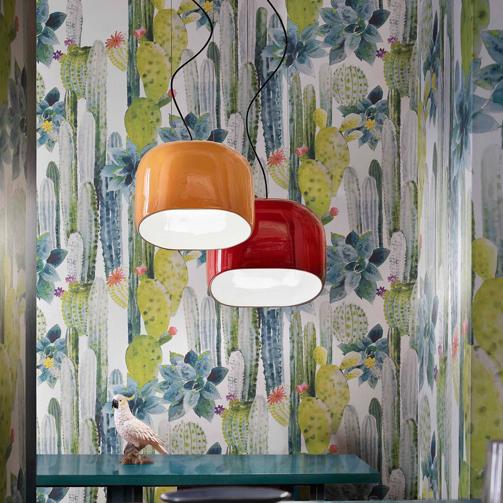 Ferroluce Lampa wisząca Ayrton, ceramika, 29 cm, czerwona