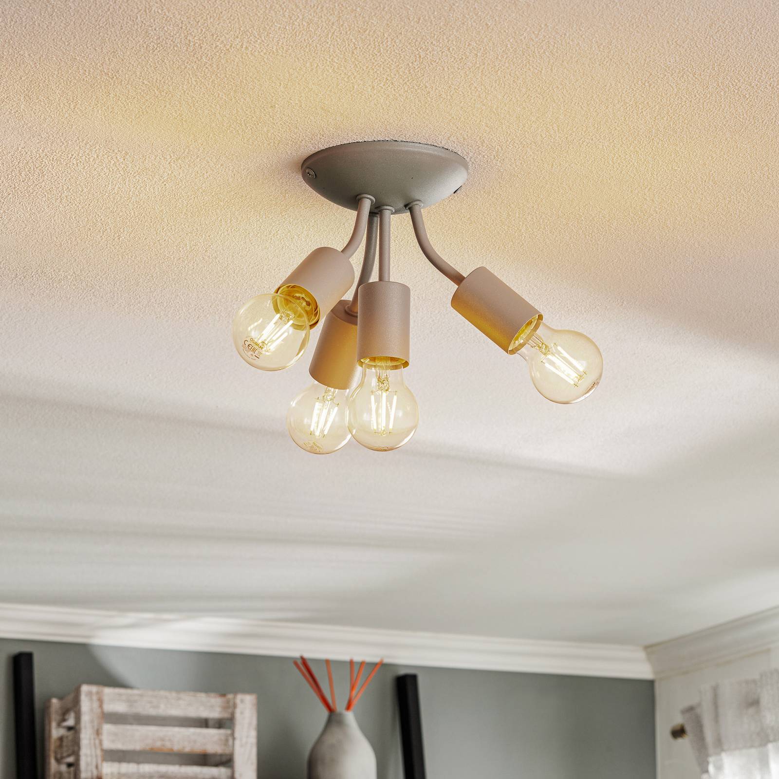 Lampa sufitowa Go bez kloszy, 4-punktowa, srebrna